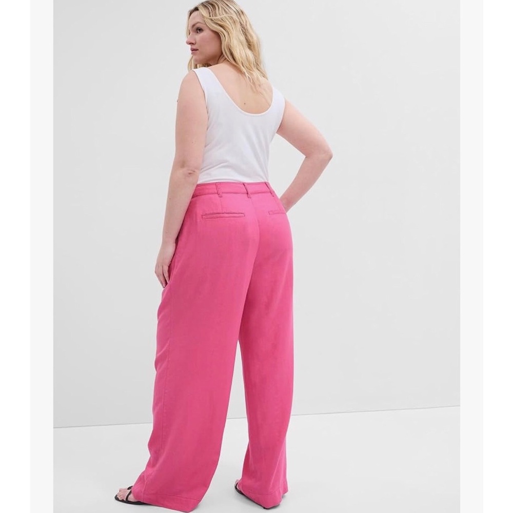 GAP Pepto Pink Linen High-Waist Wide Leg Pants - Picture 4 of 5